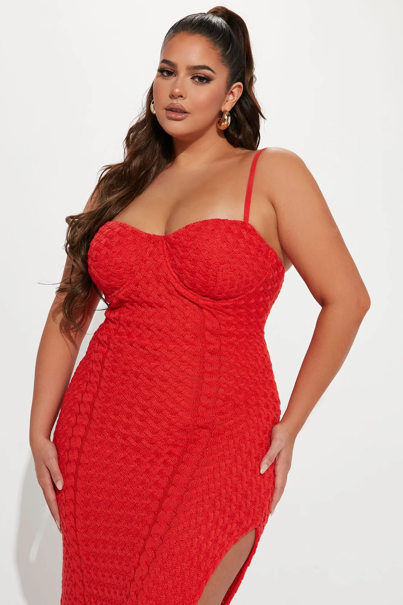 Ava Knit Maxi Dress - Tomato Red