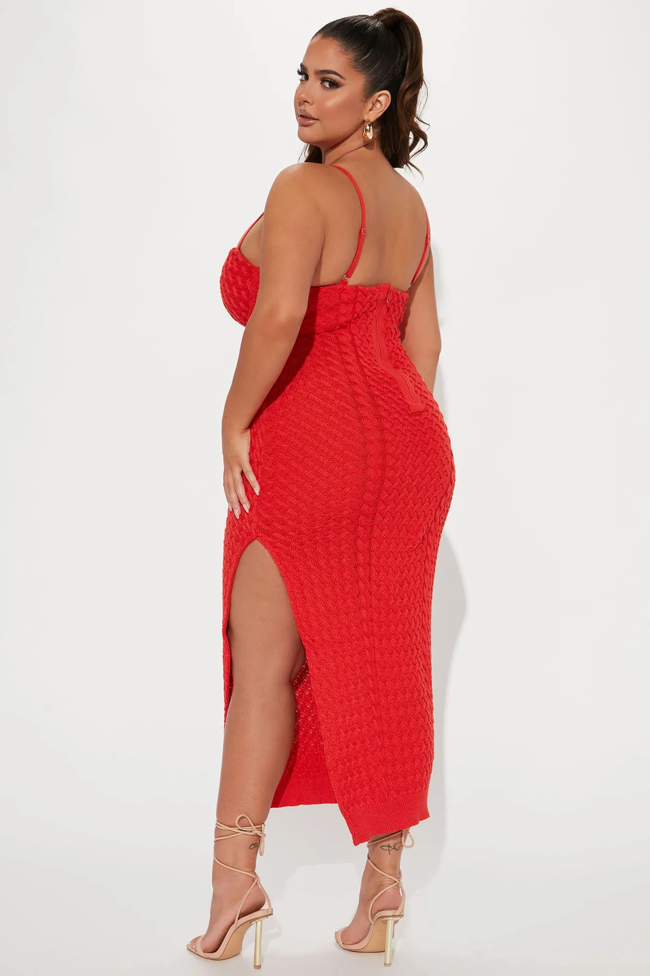 Ava Knit Maxi Dress - Tomato Red