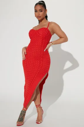 Ava Knit Maxi Dress - Tomato Red