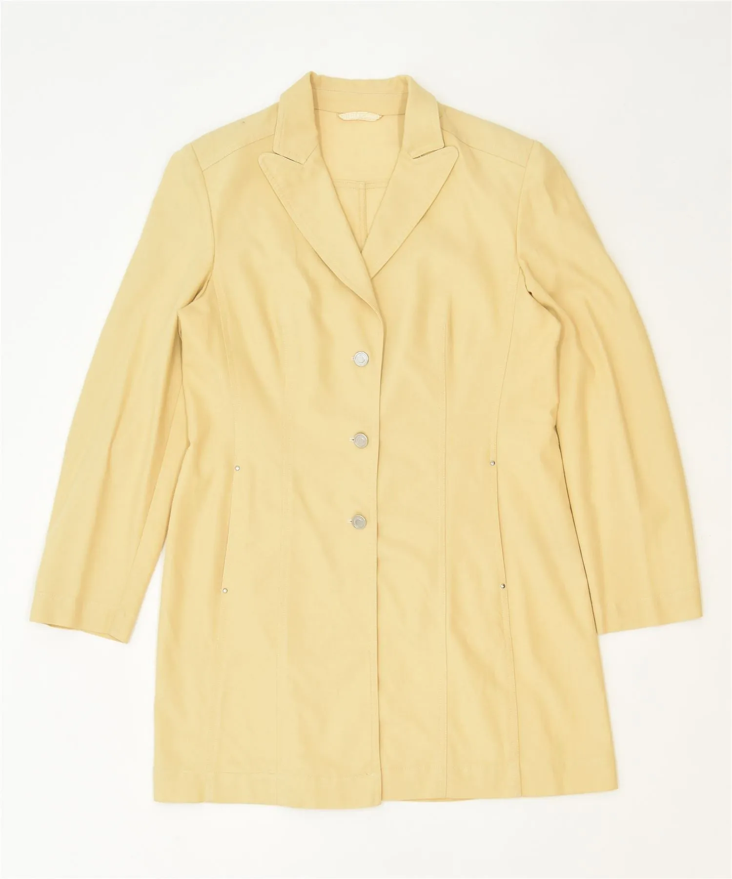 BETTY BARCLAY Womens Overcoat UK 14 Medium Beige Cotton Designer Vintage