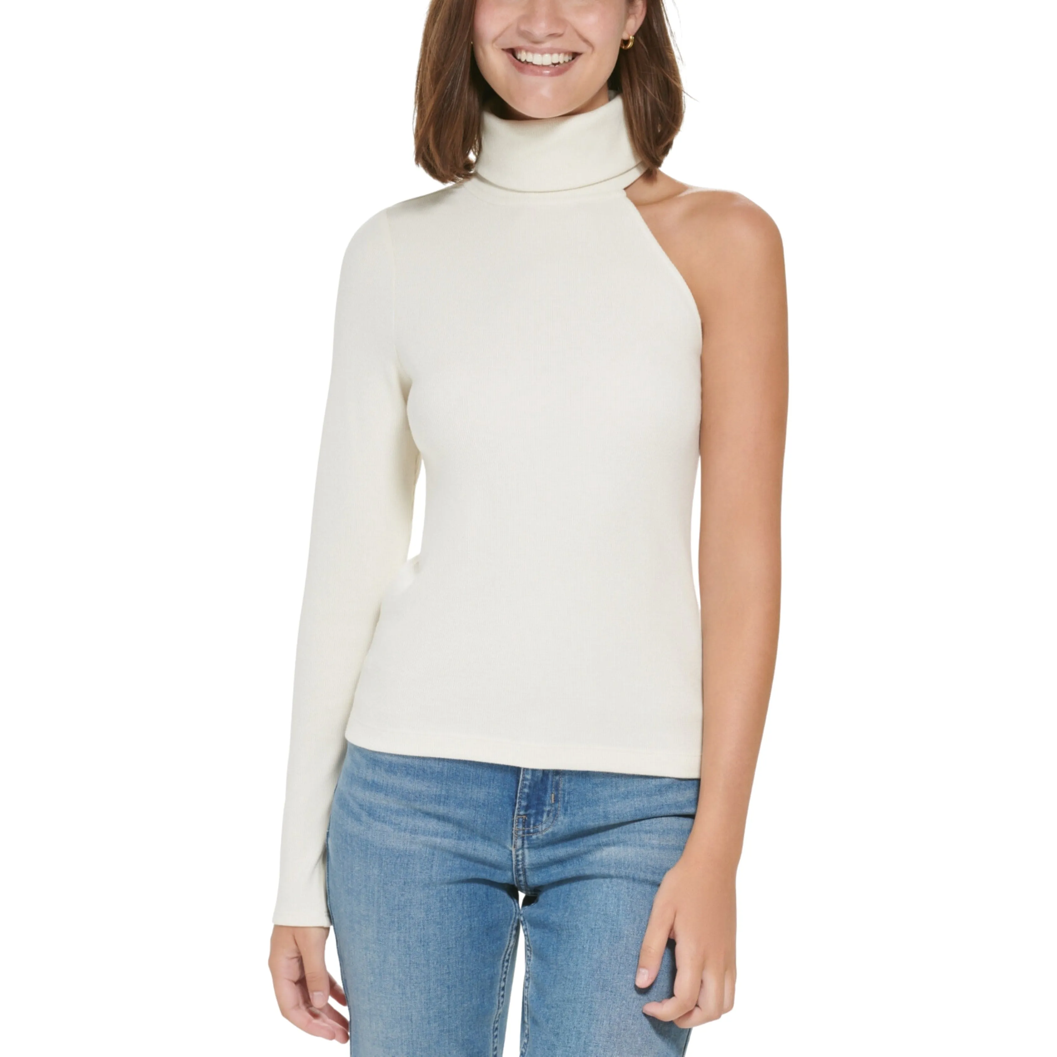CALVIN KLEIN - One-Shoulder Turtleneck Top