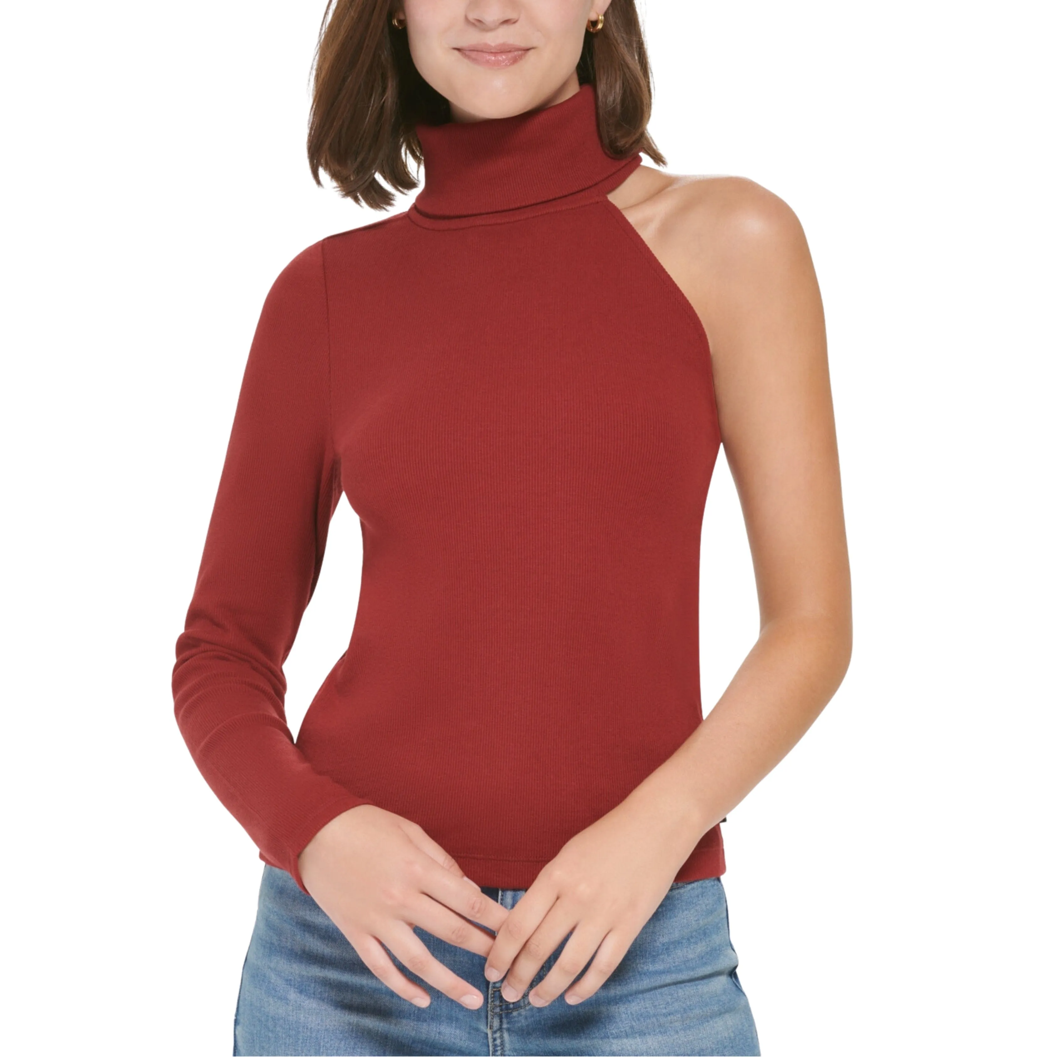 CALVIN KLEIN - One-Shoulder Turtleneck Top