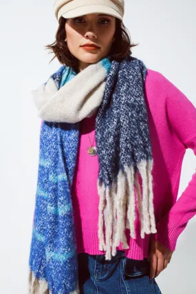 Chunky Scarf With Stripes In Blue