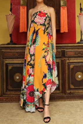 Convertible Floor Length Orange Dress