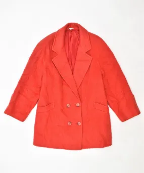 DELIA FERRARI Womens Double Breasted Overcoat UK 18 XL Red Vintage