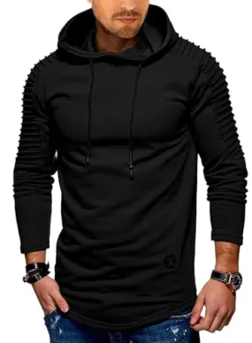 Dokotoo Men Mens Hoodies Lightweight Hoodie Sweatshirs Hipster Slim Fit Long Sleeve Hooded Drawstring Work Jacket Top Black Medium