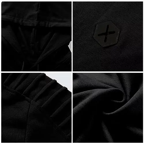 Dokotoo Men Mens Hoodies Lightweight Hoodie Sweatshirs Hipster Slim Fit Long Sleeve Hooded Drawstring Work Jacket Top Black Medium