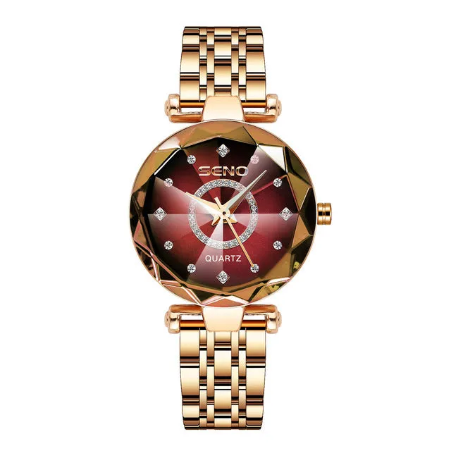 Fashion Award Gem Stone Luxury Brand Quartz Wristwatch