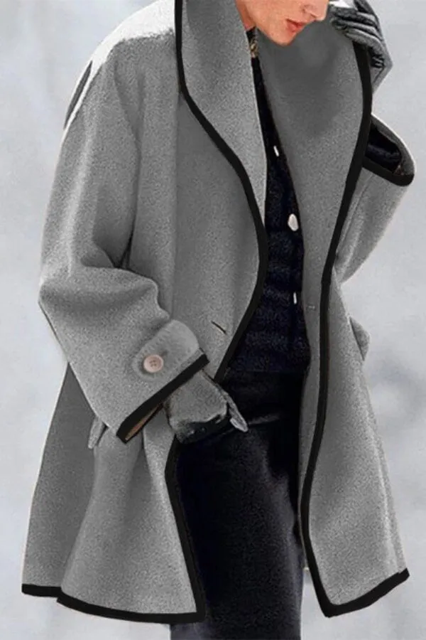 Fashion Solid Color Patchwork Overcoat
