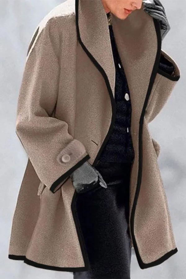 Fashion Solid Color Patchwork Overcoat