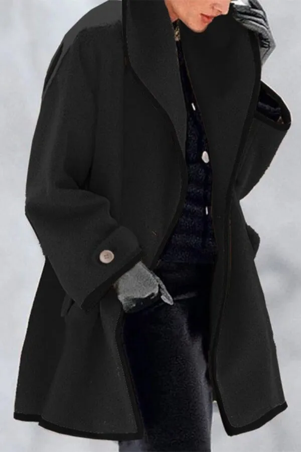 Fashion Solid Color Patchwork Overcoat