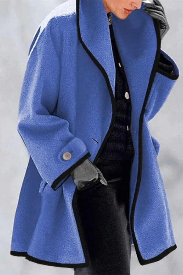 Fashion Solid Color Patchwork Overcoat