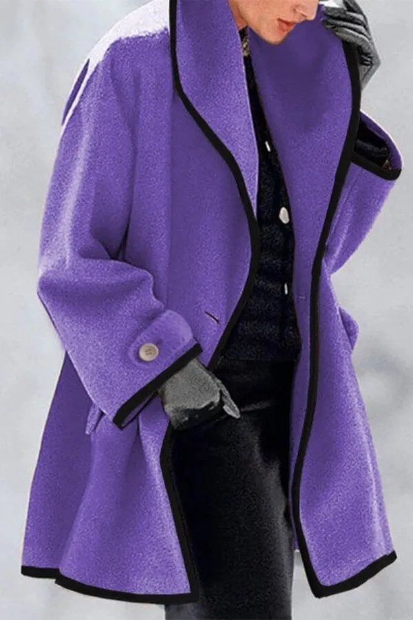Fashion Solid Color Patchwork Overcoat