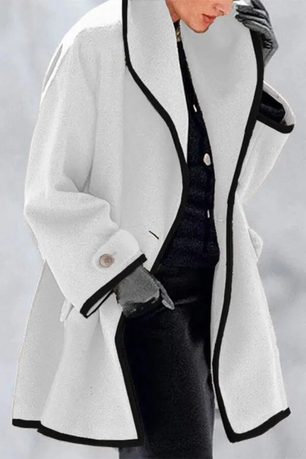 Fashion Solid Color Patchwork Overcoat