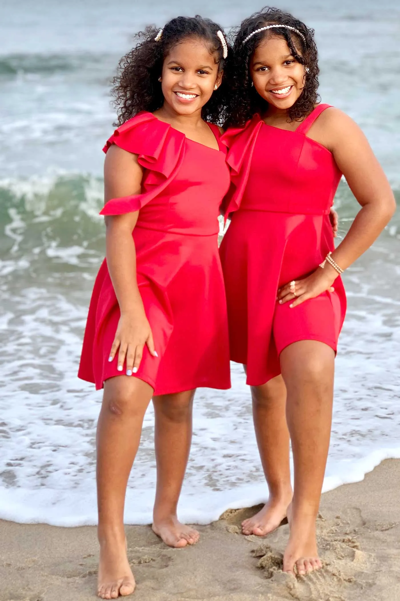 Girls Asymmetrical Fit and Flare Ruffle Party Dress