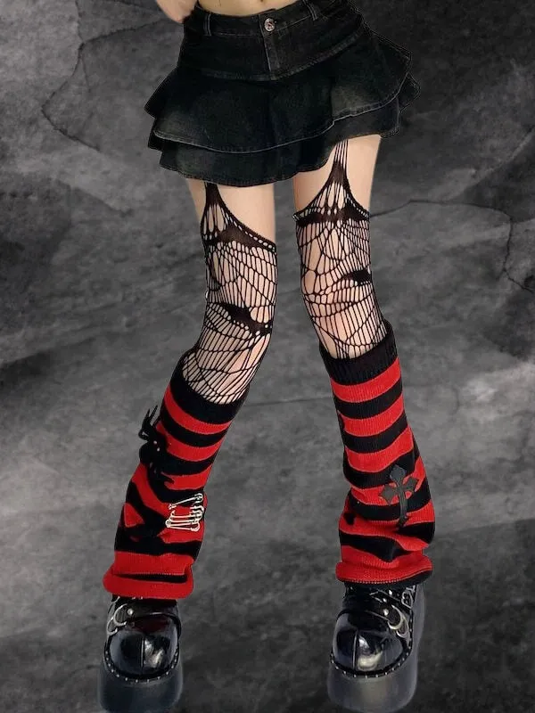 Harajuku pins spider leg warmers