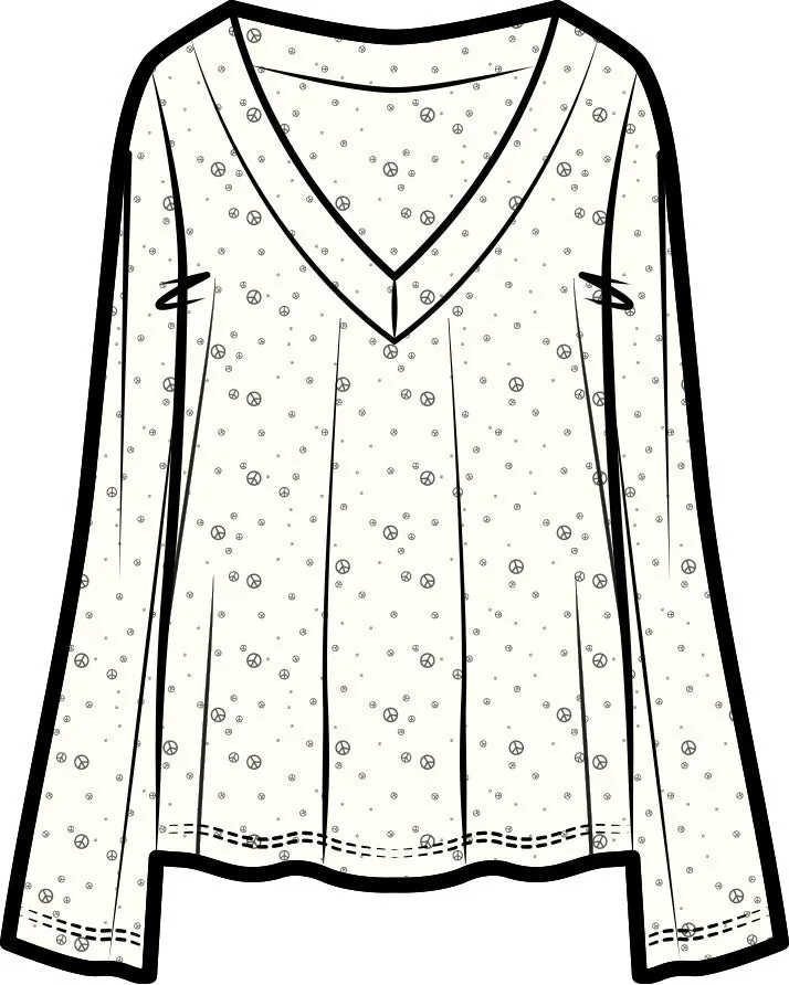 Jamie V-Neck Sleep Top | Ivory Allover Print