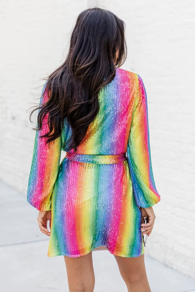 Light Up My World Rainbow Striped Sequin Mini Dress FINAL SALE
