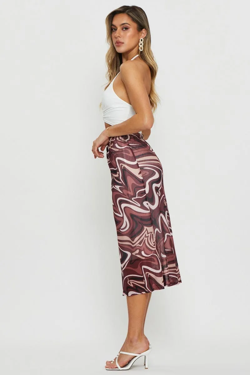 Marble Print Mesh Fabric Slip Skirt