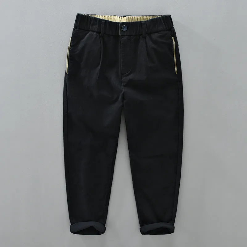 Mens Corduroy Pants Cotton Stretch Autumn and Winter Casual Pants Thickened Tapered Contrast Color Men's Trousers