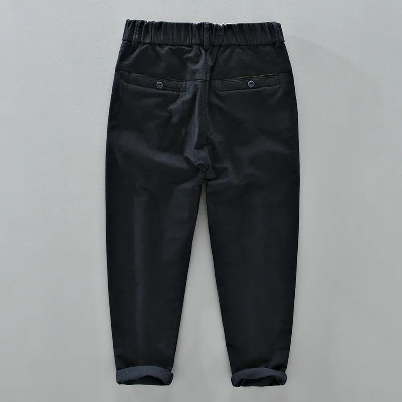 Mens Corduroy Pants Cotton Stretch Autumn and Winter Casual Pants Thickened Tapered Contrast Color Men's Trousers