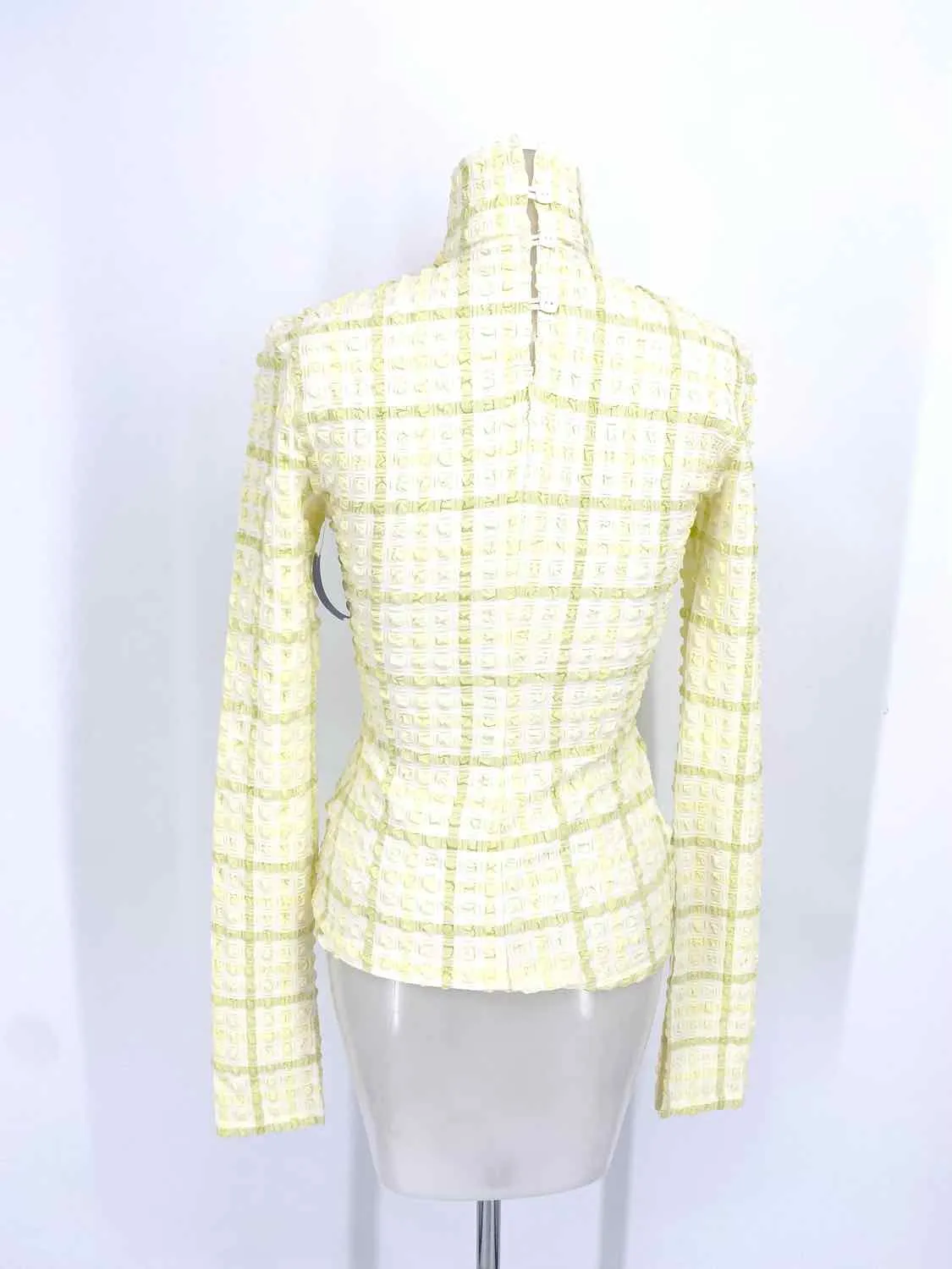 Nanushka Women's Yellow Turtleneck Polyester Textured Size S Long Sleeve