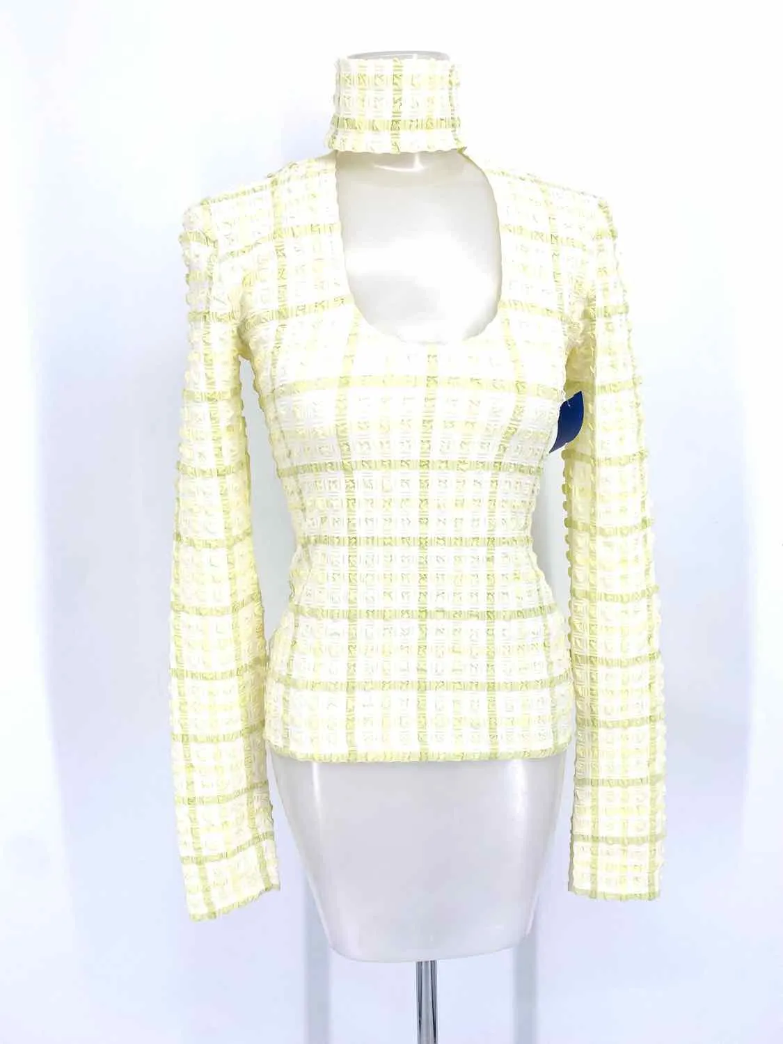 Nanushka Women's Yellow Turtleneck Polyester Textured Size S Long Sleeve