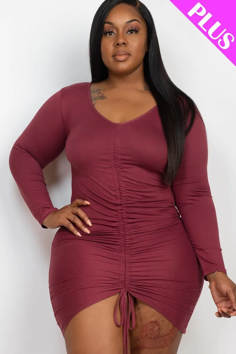 Plus Size Drawstring Ruched Dress