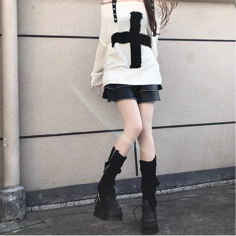 Punk lolita zipper leg warmer