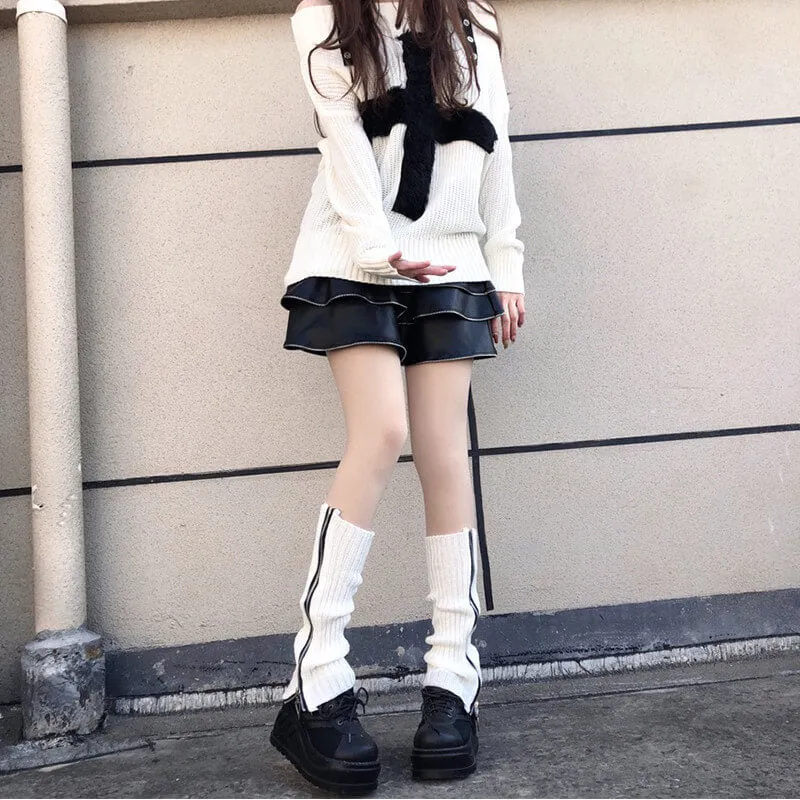 Punk lolita zipper leg warmer
