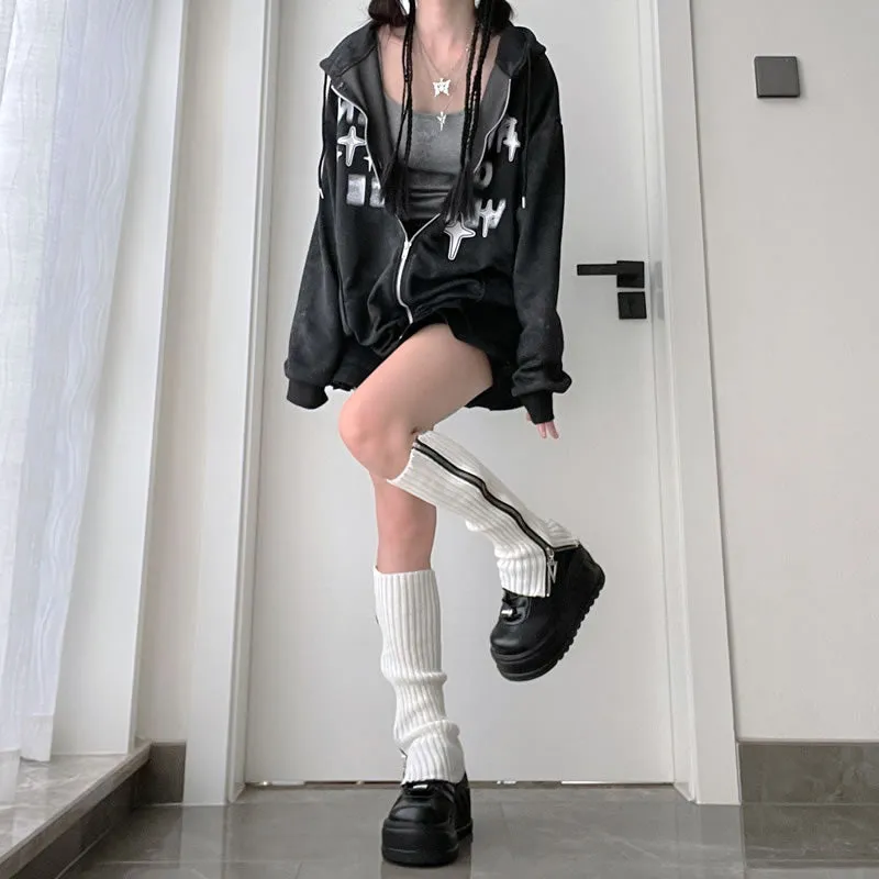Punk lolita zipper leg warmer