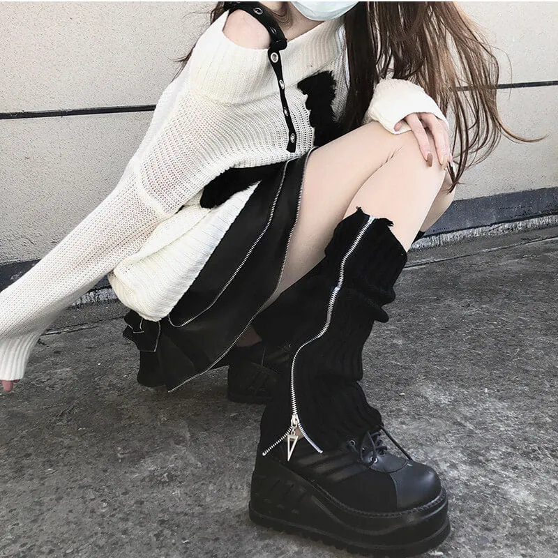 Punk lolita zipper leg warmer