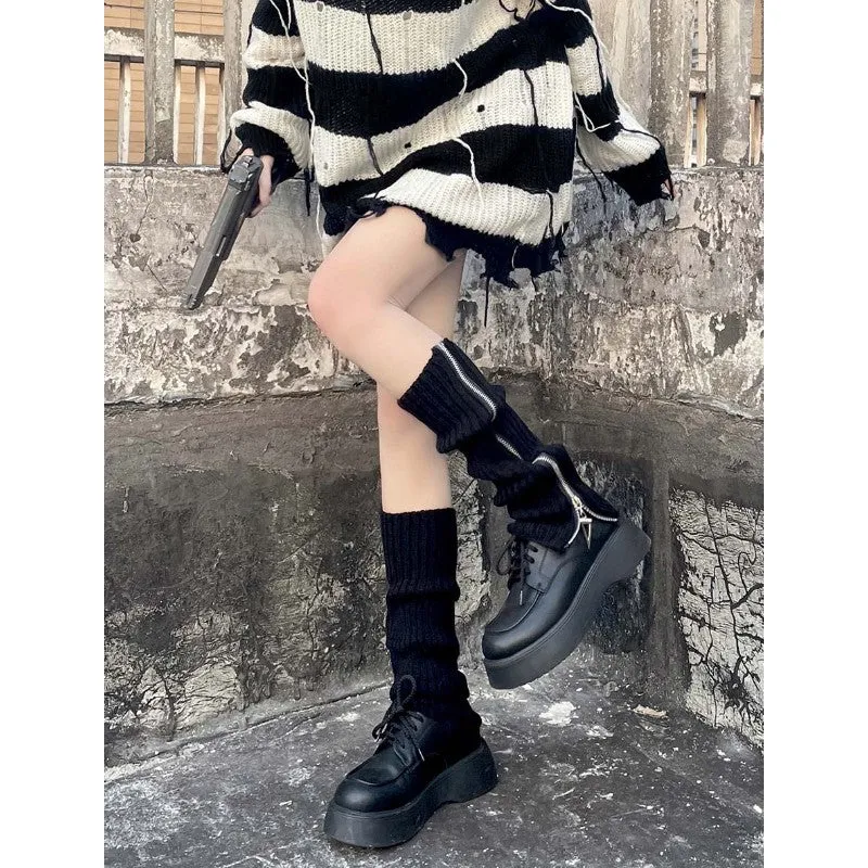 Punk lolita zipper leg warmer
