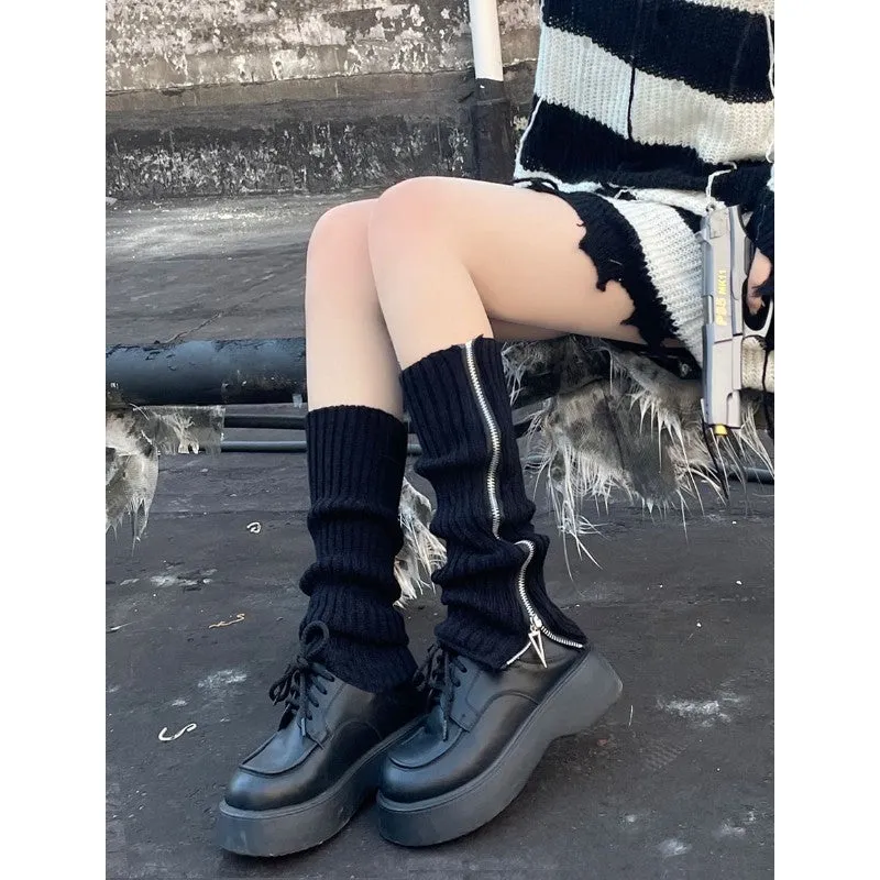Punk lolita zipper leg warmer