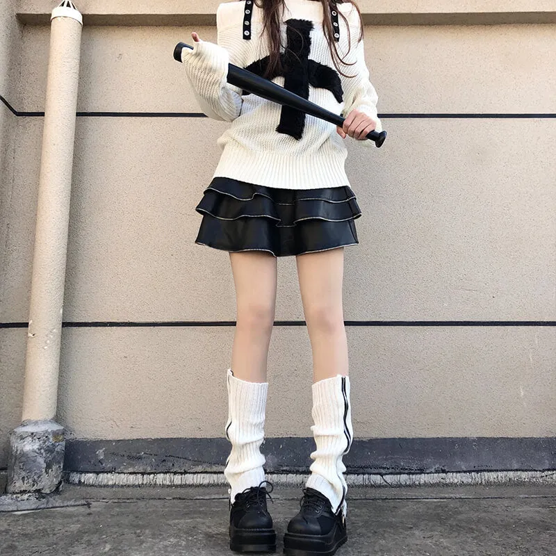Punk lolita zipper leg warmer