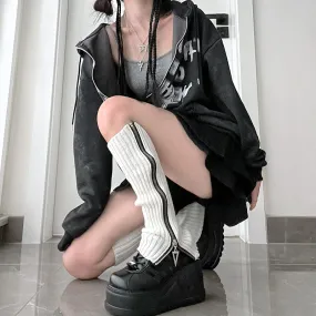 Punk lolita zipper leg warmer