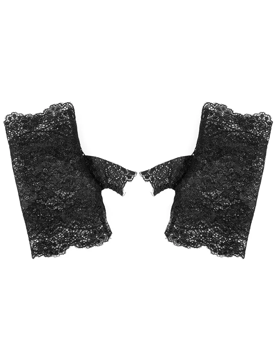 Pyon Pyon Gothic Lace Fingerless Gloves - Black