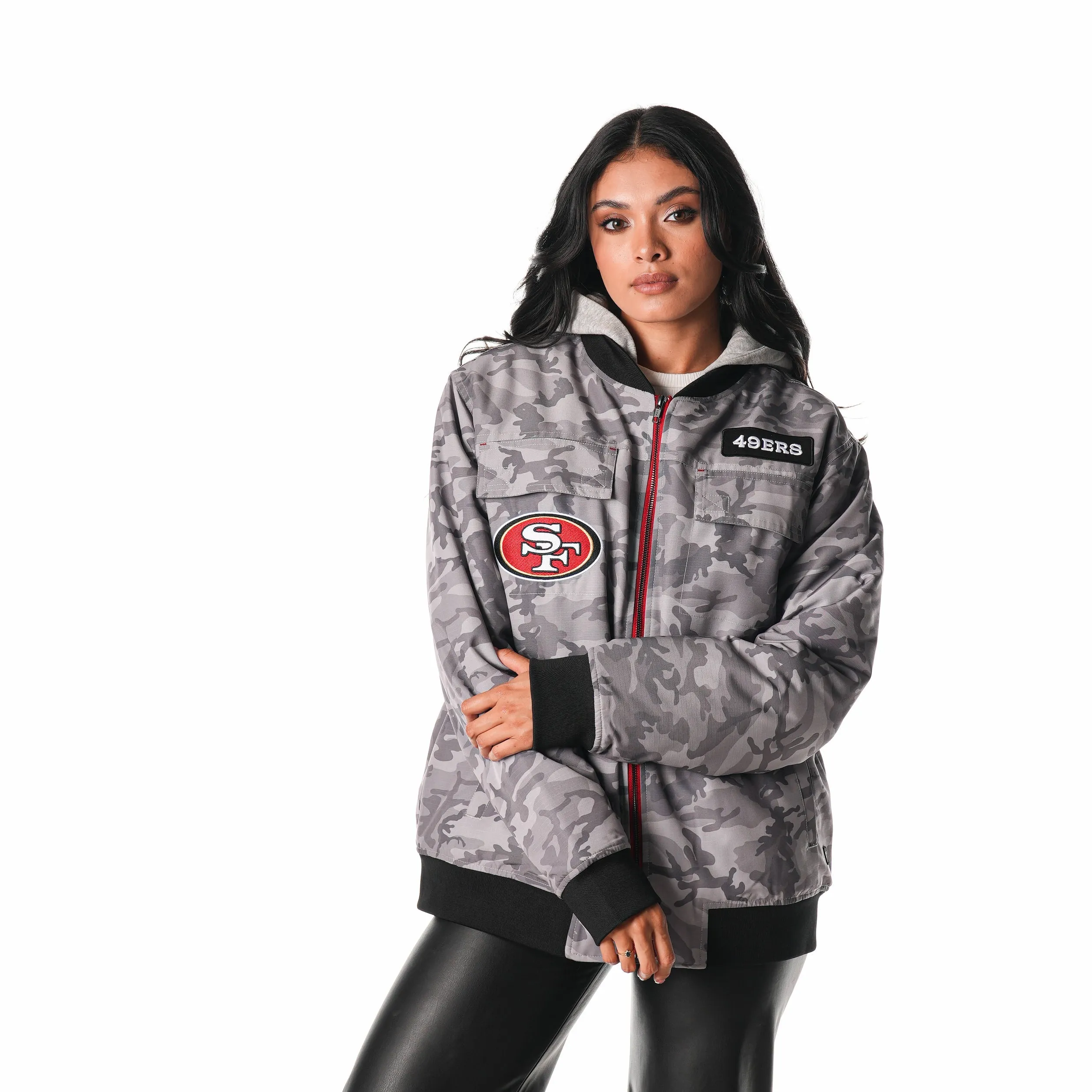 San Francisco 49ers Ripstop Hooded Bomber - Camo