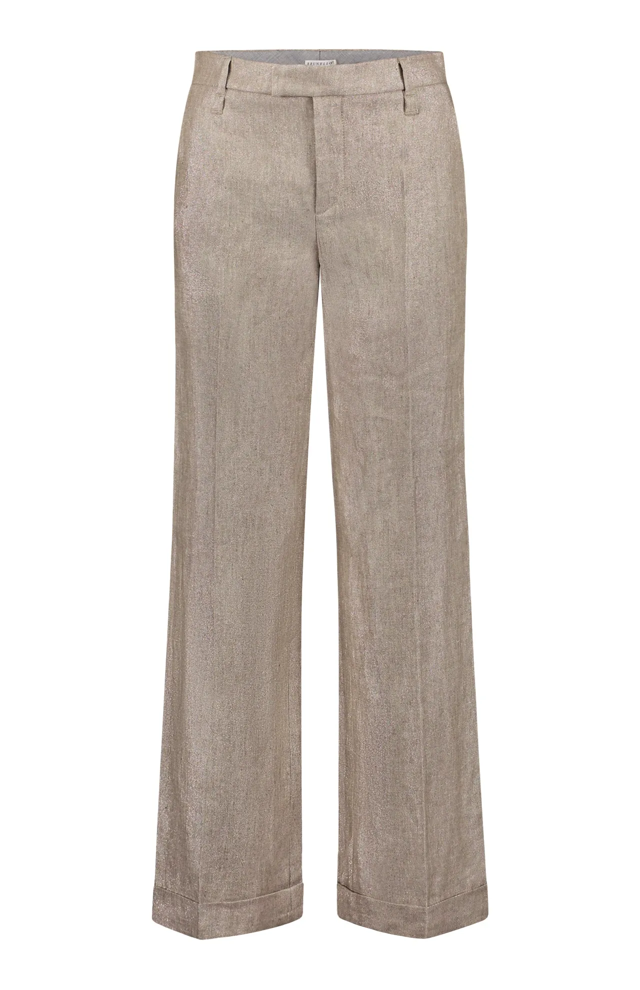 Shiny Linen Trousers with Cuff Detail