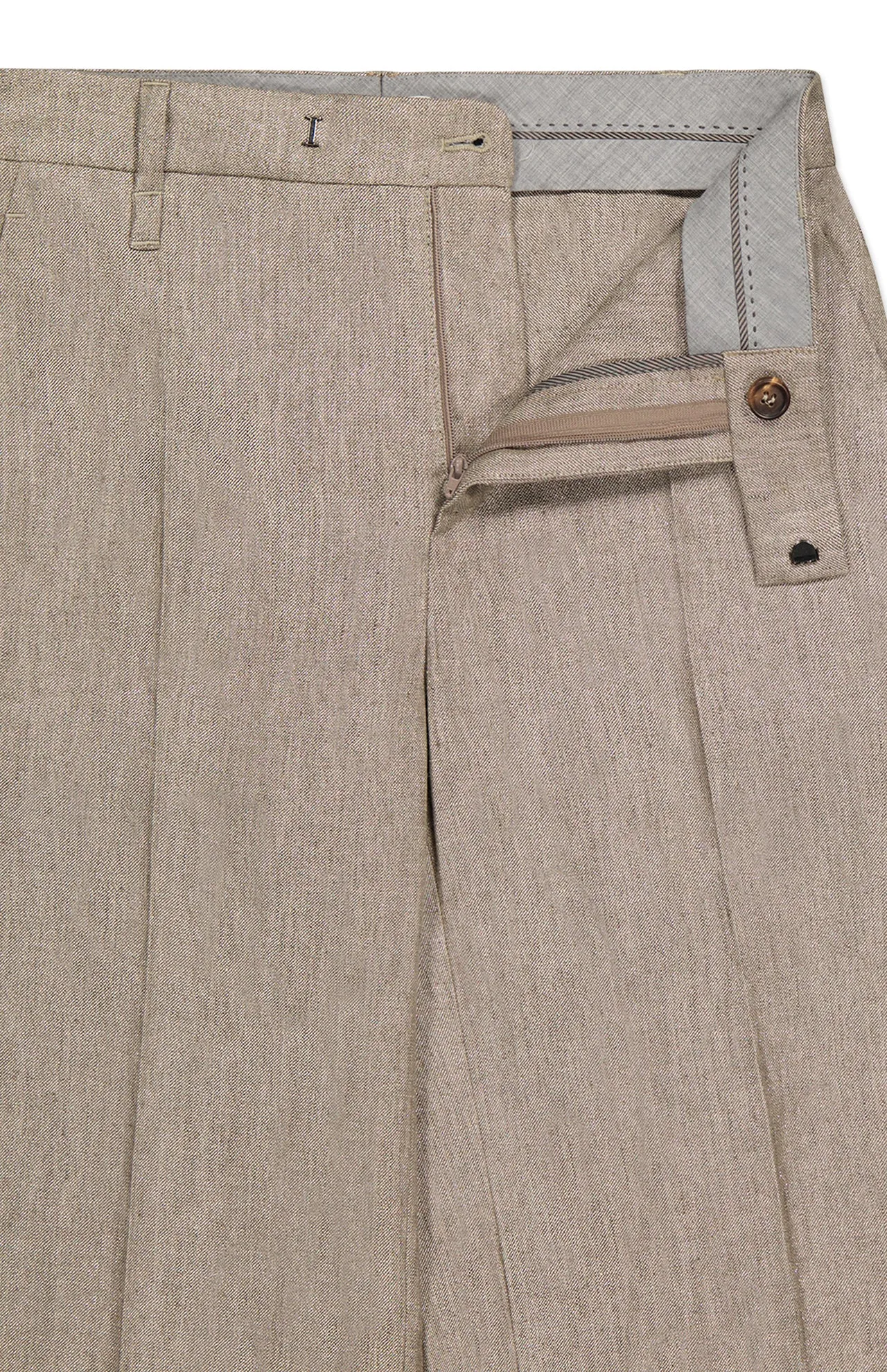 Shiny Linen Trousers with Cuff Detail