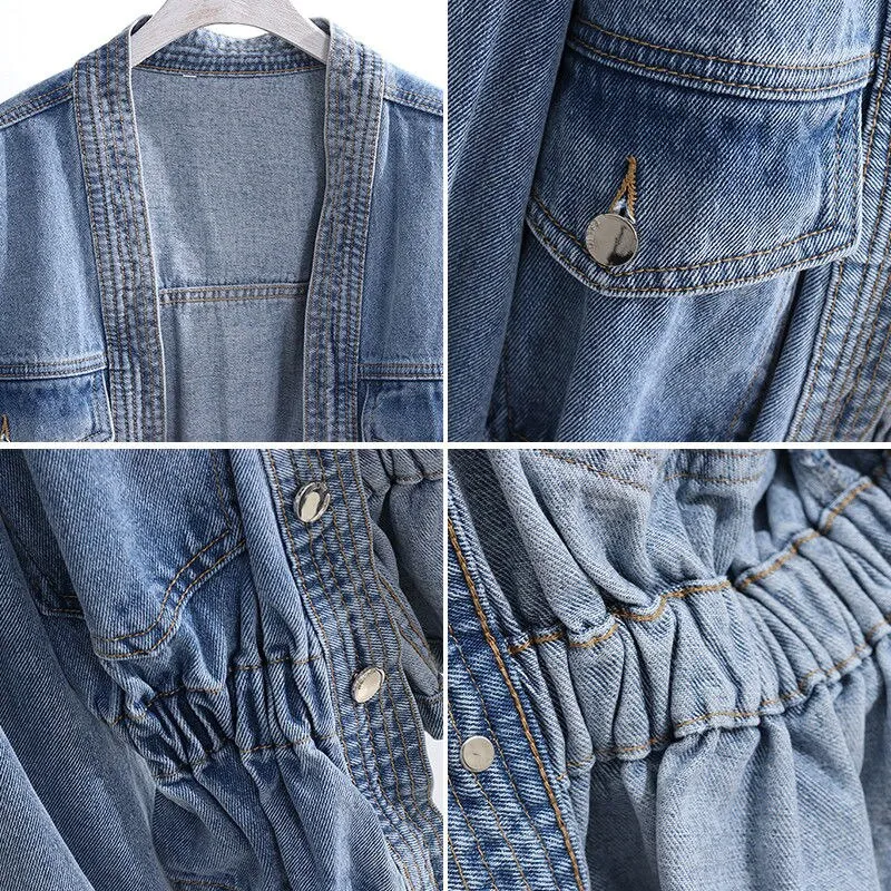 V-neck Short Denim Jacket