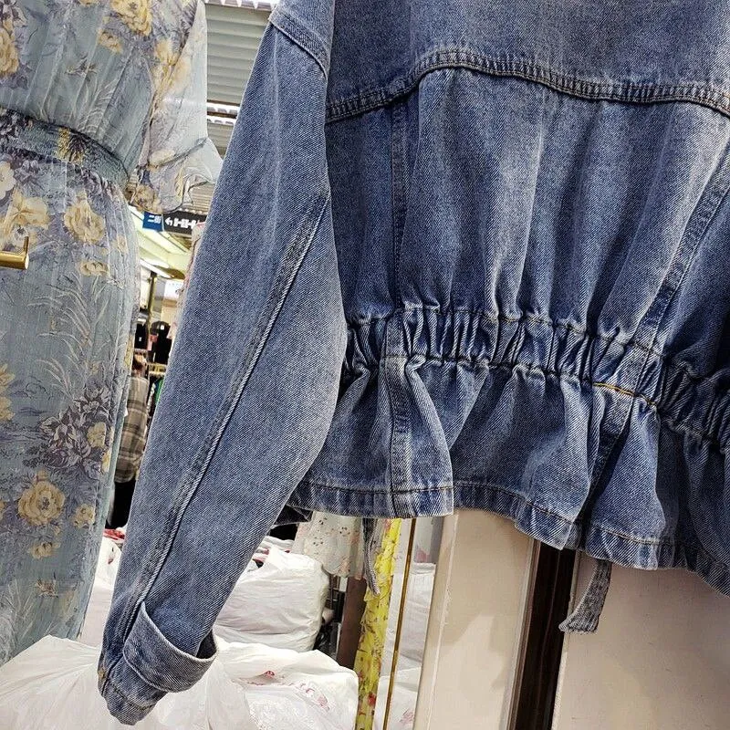 V-neck Short Denim Jacket