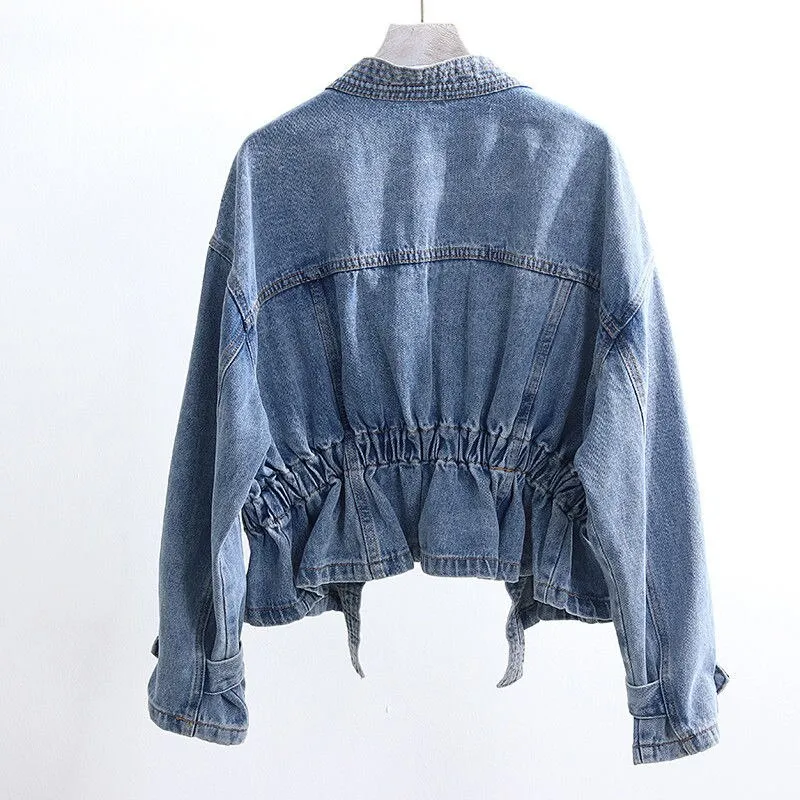 V-neck Short Denim Jacket
