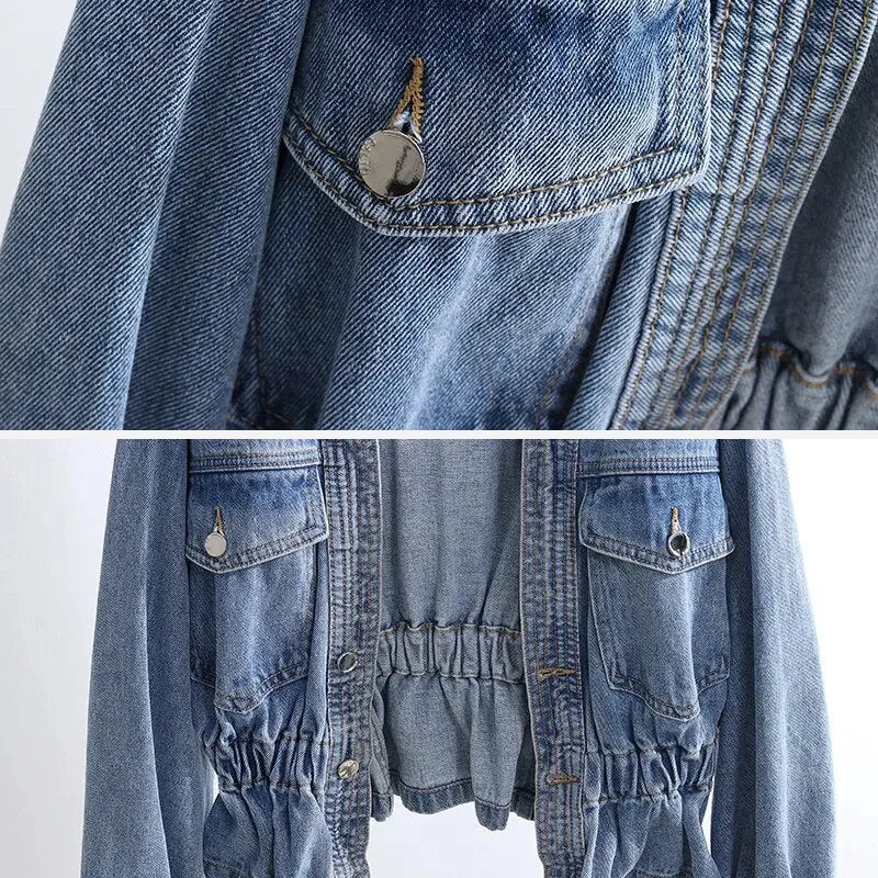 V-neck Short Denim Jacket