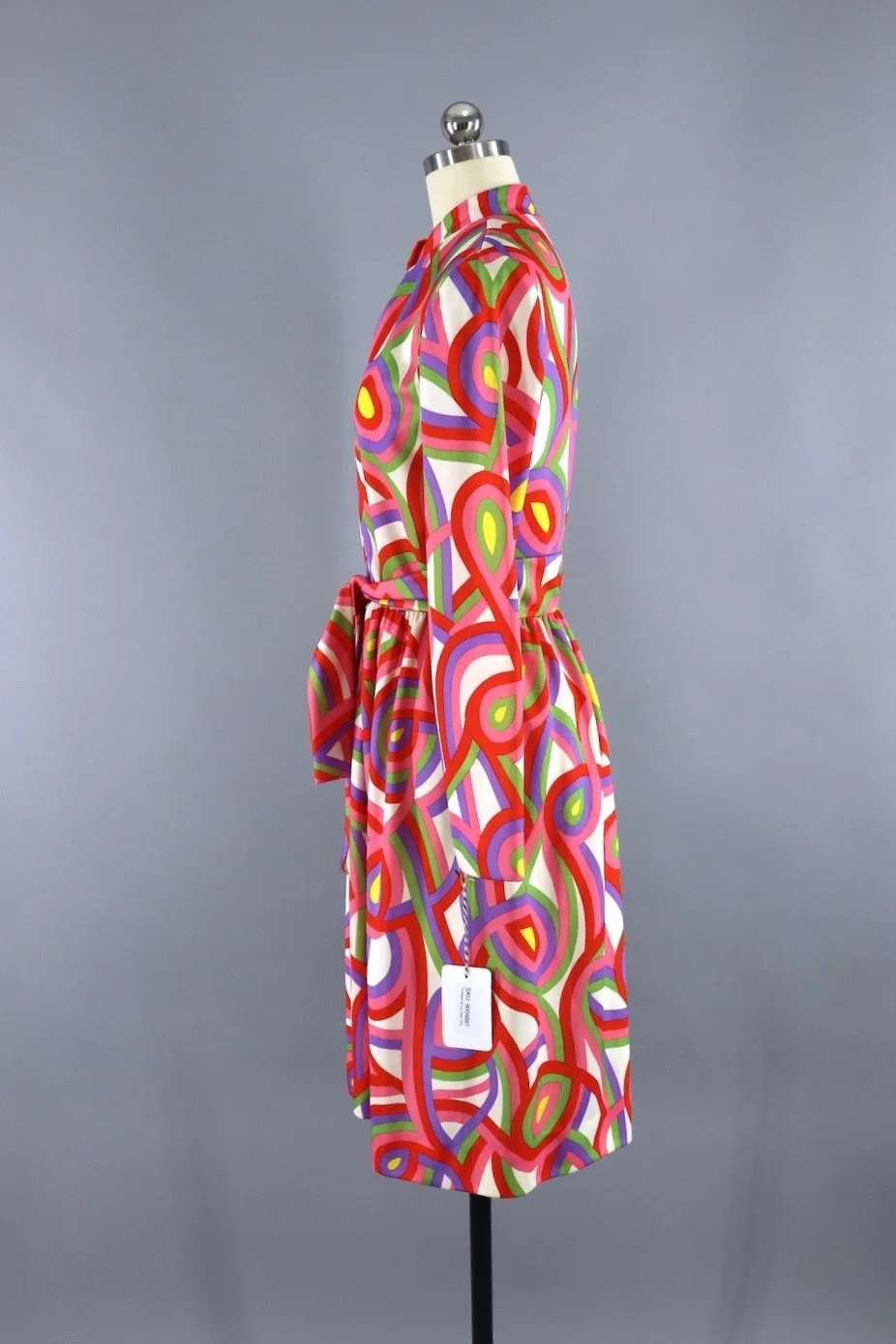 Vintage Rainbow Stripe Day Dress - Leslie Fay