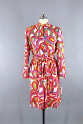 Vintage Rainbow Stripe Day Dress - Leslie Fay