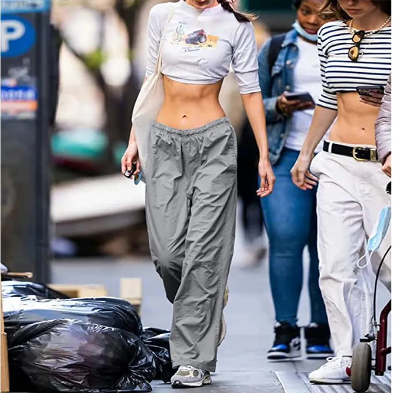 Women's Baggy Cargo Pants Wide Leg Hip Hop Casual Relaxed Fit Sweatpants Hipster Parachute Cargo Pants Y2K