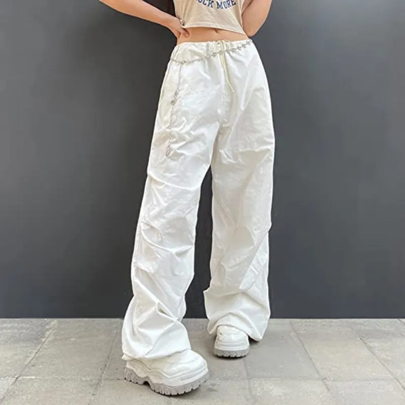 Women's Baggy Cargo Pants Wide Leg Hip Hop Casual Relaxed Fit Sweatpants Hipster Parachute Cargo Pants Y2K
