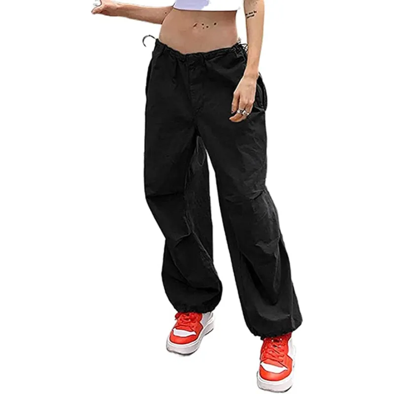 Women's Baggy Cargo Pants Wide Leg Hip Hop Casual Relaxed Fit Sweatpants Hipster Parachute Cargo Pants Y2K