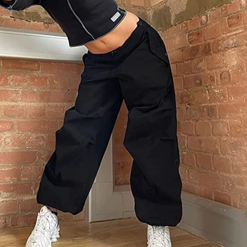 Women's Baggy Cargo Pants Wide Leg Hip Hop Casual Relaxed Fit Sweatpants Hipster Parachute Cargo Pants Y2K